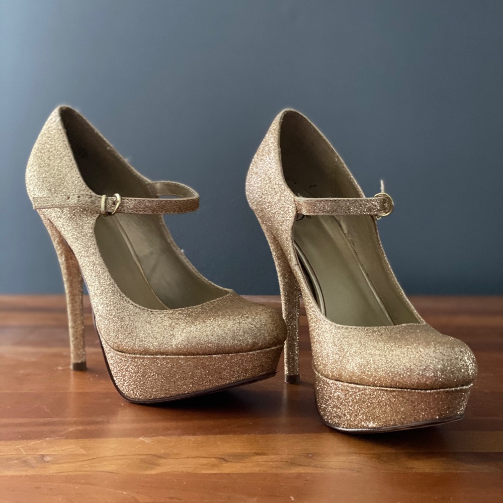 Size 7.5 glitter platform heels